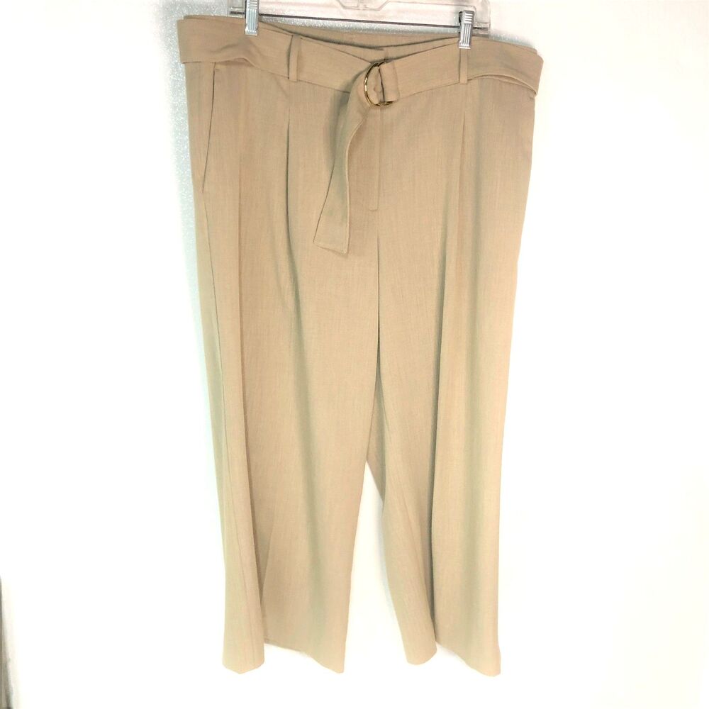 Ann Taylor Factory Belted Khaki Capri Pants Womens Size 16